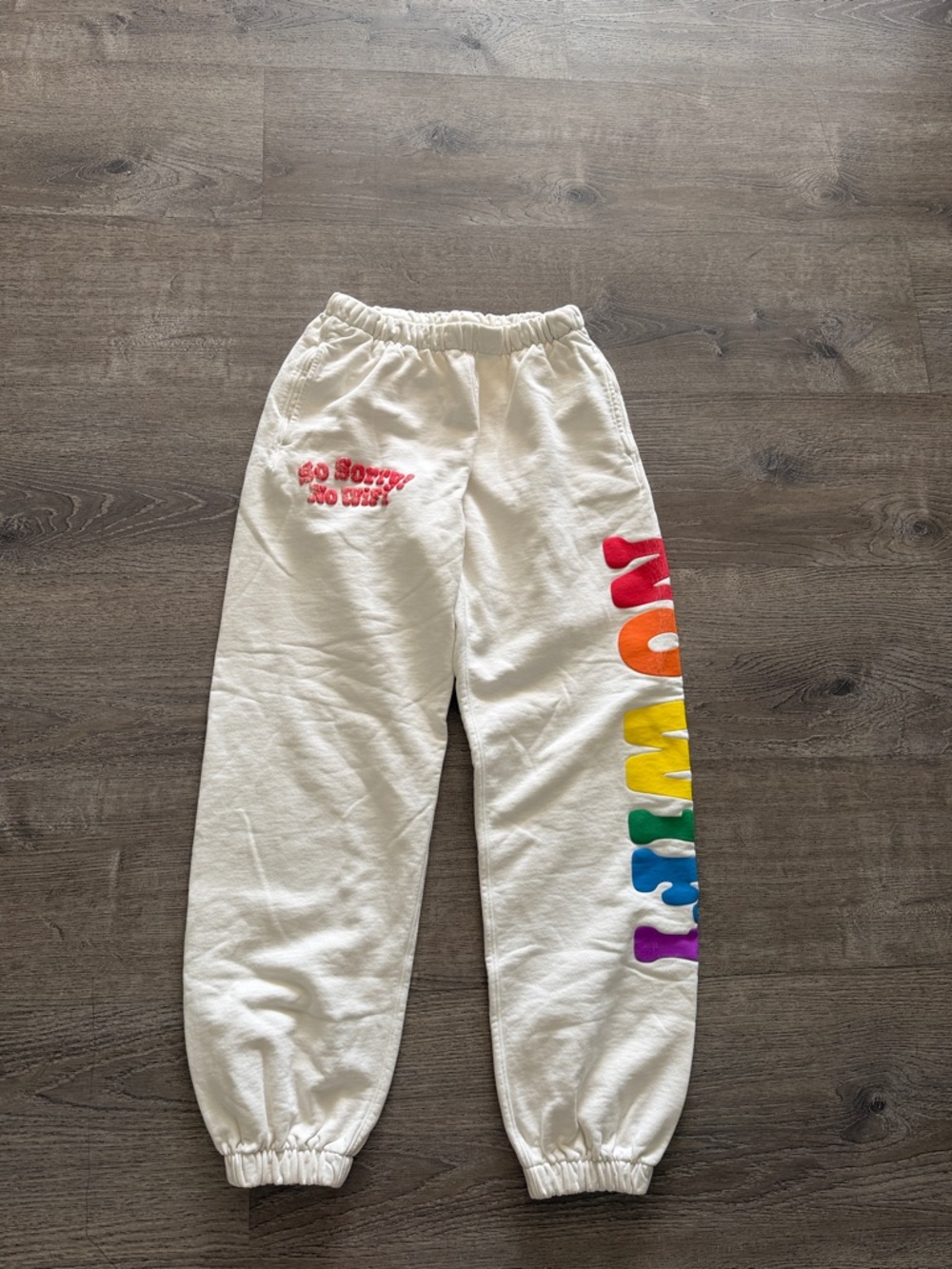 Madhappy White Rainbow Graphic Sweatpants Women’s Size S Cozy Joggers